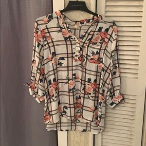 Floral plaid top